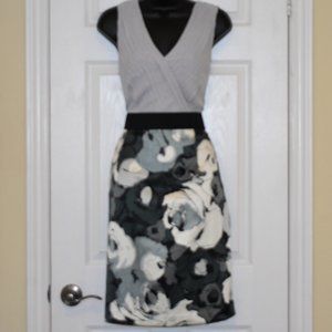 Gray/Black Dress-Black Stretch Waist Band